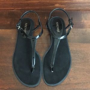 Nine West Black Patent Leather Sandals